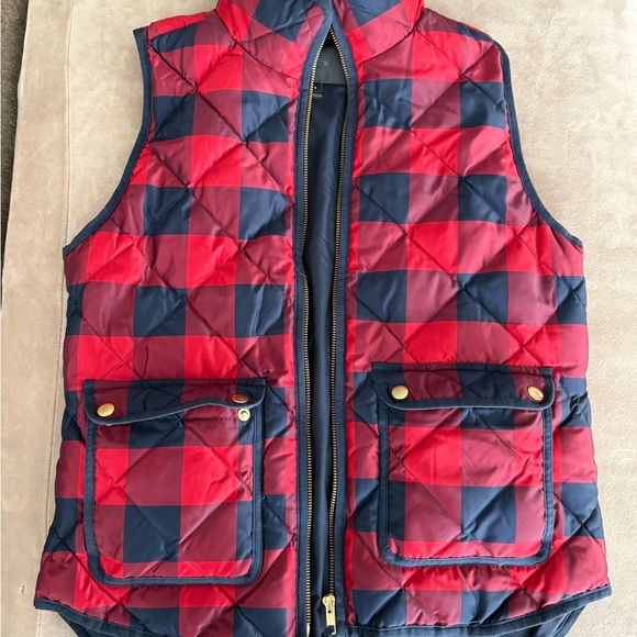 J. Crew Jackets & Blazers - J. Crew Red and Navy Checkered Vest